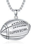 wholesale 925 Sterling Silver Super Bowl Football Sport Pendant Necklace Gift for Men Women-0-0
