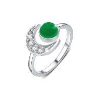 wholesale 925 Sterling Silver Moonstone Crescent Rings Wholesale With Diamonds-Malay Jade Ring