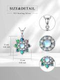 wholesale 925 Sterling Silver Abalone Shell & Cubic Zirconia Lotus Flower Pendant Necklace-0-5