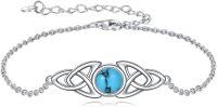 wholesale 925 Sterling Silver Blue Turquoise Celtic Trinity Knot Bracelet for Women-Turquoise