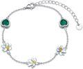wholesale 925 Sterling Silver Heart & Flower Charm Adjustable Bracelet for Women and Girls Gift-0-0