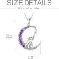 wholesale 925 Sterling Silver Moon & Purple CZ Cat Pendant Necklace Gifts for Women Girls Cats Lover Charm Jewelry-0-2