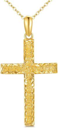 wholesale 14K Gold Diamond-Cut Cross Pendant Necklace 16+2 Chain Christian s for Her-Style 2