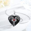 wholesale 925 Sterling Silver Red Ruby Heart Dragon Pendant Necklaces for Women and Girls-0-3