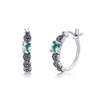 wholesale 925 Sterling Silver Vintage Moss Agate Hoop Earrings for Women Gifts-Daisy