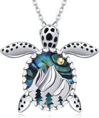 wholesale 925 Sterling Silver Metal Abalone Shell Turtle Pendant Necklace Ocean s for Women-Turtle-Mountain