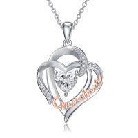 TOUPOP Sterling Silver Stone Heart Pendant Necklace Gift for Grandma-undefined