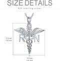 wholesale 925 Sterling Silver Caduceus Angel Wings RN Crystal Pendant Necklace-0-3
