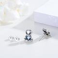 wholesale 925 Sterling Silver Blue Heart Alien Stud Earrings for Women Girls -0-1