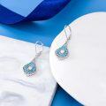 wholesale 925 Sterling Silver Blue Turquoise Teardrop Dangle Earrings with CZ Stones for Women (Lever Back)-0-2