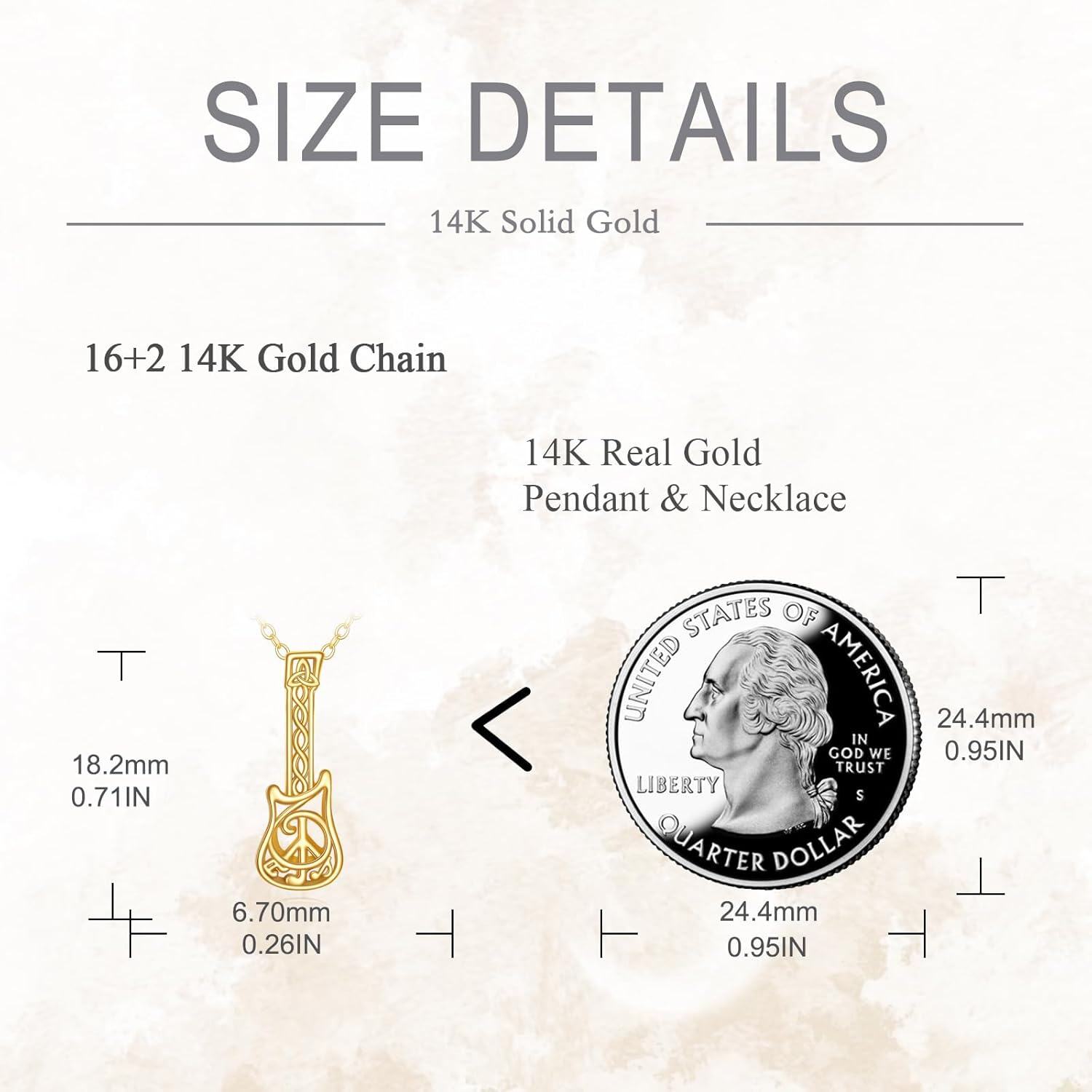 wholesale 14K Gold Peace Sign Musical Instrument Pendant Necklace for Women and Girls-0-3