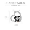 wholesale 925 Sterling Silver Enamelled Pendants For Women Heart Shaped Pendant With Two Cute Penguins-0-5