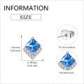 wholesale  Sterling Silver Cubic Zirconia Crystal Birthstone Stud Earrings - Bright Blue Topaz, Hypoallergenic, 7.8mm Square Design (60字符)-0-3