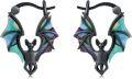 wholesale 925 Sterling Silver Black Bat Wing Drop Dangle Hoop Earrings - Gothic Halloween Christmas -0-0