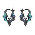 wholesale 925 Sterling Silver Bat Hoop Earrings With Iridescent Wings-0-0