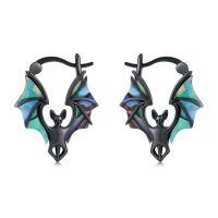 wholesale 925 Sterling Silver Bat Hoop Earrings With Iridescent Wings-Bat C