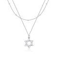 wholesale 925 Sterling Silver Star Pendant Double Chain Layered Choker Necklaces for Women Gifts-0-0