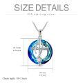 TOUPOP Sterling Silver Blue Crystal Stethoscope Cross Pendant-0-2