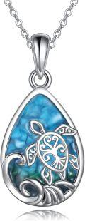 wholesale 925 Sterling Silver Blue Stone Turtle Design Pendant Necklace-0-0