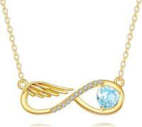 wholesale 10K Golden 10K Goldstone Heart Pendant with Angel Wing Charm Necklace for Women - Elegant-angel wings necklace