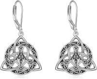 wholesale 925 Sterling Silver Triquetra Trinity Knot Leverback Drop Earrings-Peace Sign A