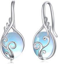 wholesale 925 Sterling Silver Blue Opalite Swirl Drop Earrings for Women-Moonstone