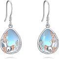 wholesale 925 Sterling Silver Teardrop Earrings w/ Moonstone & Amethyst Accents-0-0