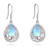 wholesale 925 Sterling Silver Cute Axolotl Dangle Earrings-Axolotl Moonstone Earrings