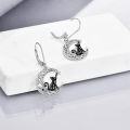 wholesale 925 Sterling Silver Black Cat Moon Star Leverback Drop Earrings-0-4