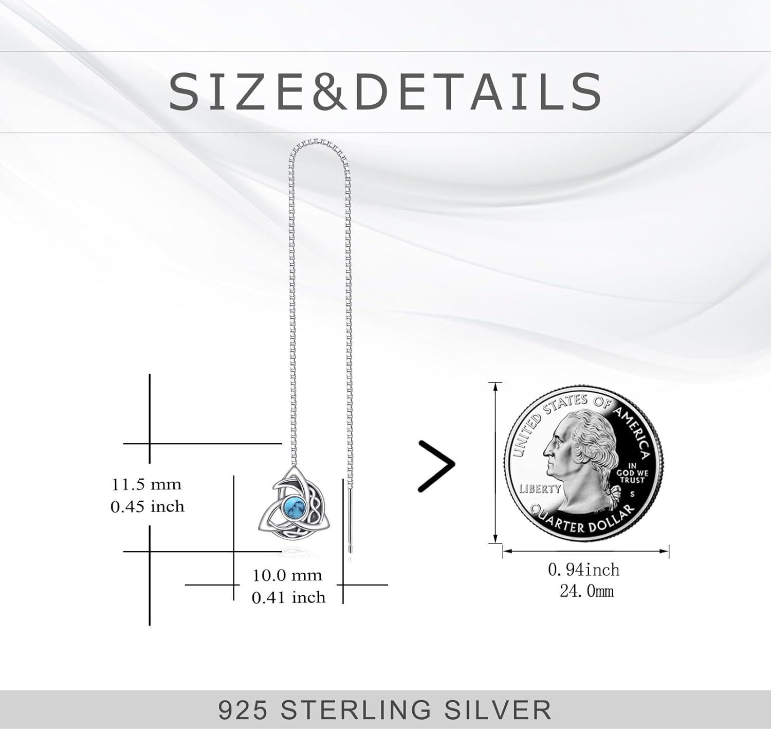 925 Sterling Silver Mermaid Heart Threader Earrings for Women's Gift-0-5