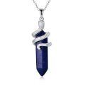 wholesale 925 Sterling Silver Natural Lapis Lazuli Stone Snake Pendant Necklace for Women Gifts-0-0