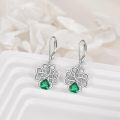 wholesale 925 Sterling Silver Celtic Knot Green Stone Drop Earrings for Women Irish Jewelry 3D Design Leverback Hooks Lightweight Hypoallergenic Gift Idea-0-2
