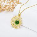 wholesale 18k Gold Plated Silver Sun and Moon Pendant Necklace with Green Gemstone Birthstone Jewelry for Women-0-2