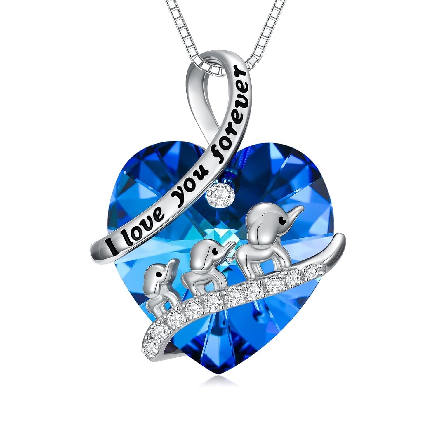 TOUPOP Sterling Silver & Stone Mama Bear & Elephant Necklaces For Women