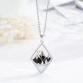 wholesale 925 Sterling Silver White Opal Cubic Zirconia-Shaped Mountain Pendant Necklace for Nature Enthusiasts-0-2