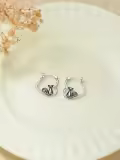 TOUPOP Sterling Silver Black Cat/Frog Hoop Earrings, Gifts for Women-0-4