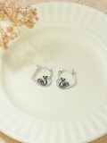 TOUPOP Sterling Silver Black Cat/Frog Hoop Earrings, Gifts for Women-0-4