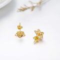wholesale 14K Solid Floral Diamond Stud Earrings - Elegant s for Women-0-2