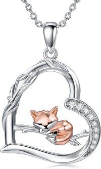 wholesale 925 Sterling Silver Fox in Heart Pendant Necklace s for Women-Fox Necklace