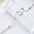 wholesale 925 Sterling Silver Teardrop Moonstone Beaded Chain Bracelet & Anklet Set for Women and Girls-0-4