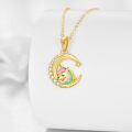 wholesale 14K Gold Rainbow Unicorn Moon Star Charm Pendant Necklace Gift for Girls and Women-0-1