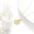wholesale 14K Gold Dog Heart Pendant Necklace with Cubic Zirconia for Women Mothers Day Gifts-0-5