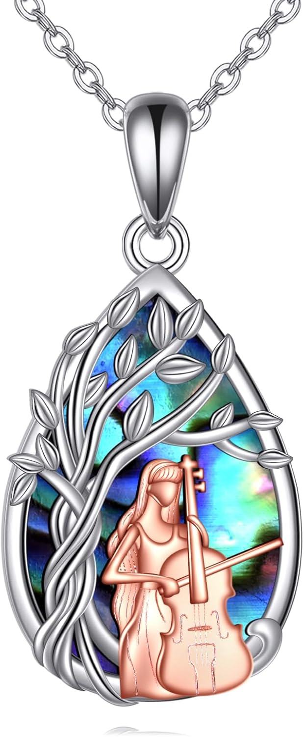  Sterling Silver Abalone Shell Tree of Life Necklace -Cello
