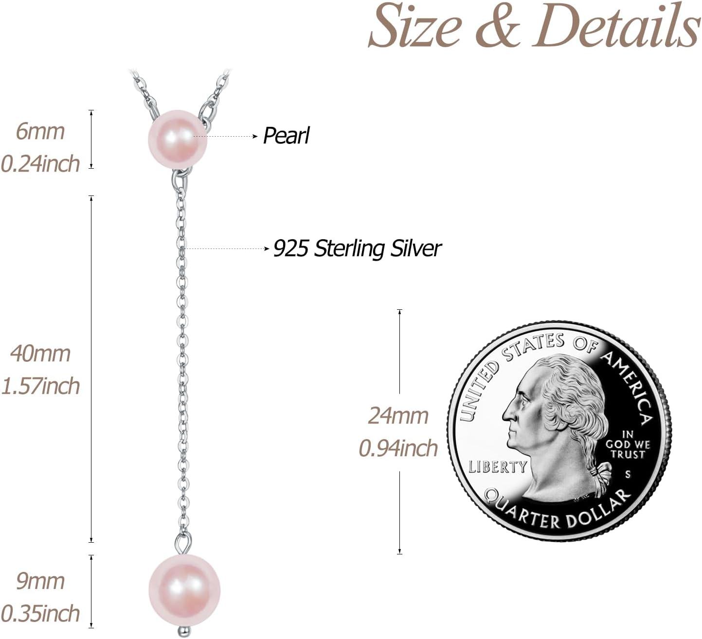  Sterling Silver Pearl Necklace for Women Dainty Trendy Long Pearl Jewelry Gift -0-6