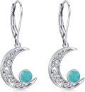 wholesale 925 Sterling Silver Turquoise Crescent Moon Celtic Star Drop Earrings for Women -0-0