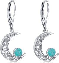 wholesale 925 Sterling Silver Turquoise Crescent Moon Celtic Star Drop Earrings for Women -Turquoise earrings