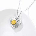 wholesale 925 Sterling Silver Sunflower & Smiling Face Heart Locket Necklace for Women Girls Gifts-0-5