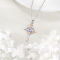 wholesale Sterling Silver Birthstones Rose Cross Heart Crucifix Pendant Necklace for Women-0-47