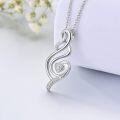 wholesale 925 Sterling Silver White Gold Heart Pendant with Diamonds and Swirl Design Necklace for Women s-0-4