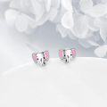 wholesale 925 Sterling Silver Elephant Pink Enamel Stud Earrings Hypoallergenic  for Girls and Women-0-4